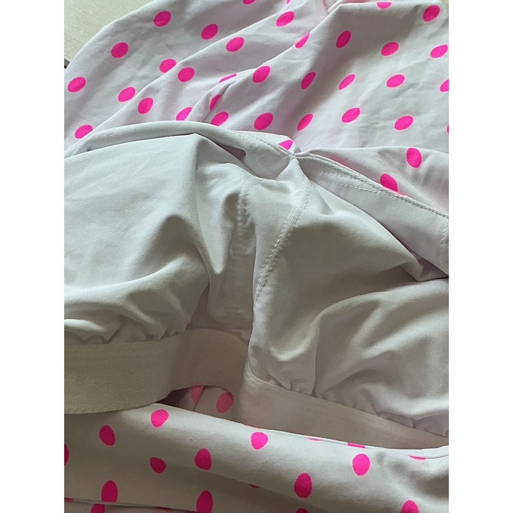 Lilly Pulitzer Lakelyn Bra Polo UPF 50+ Pink White Oval Dot Sleeveless Top L - Picture 7 of 9